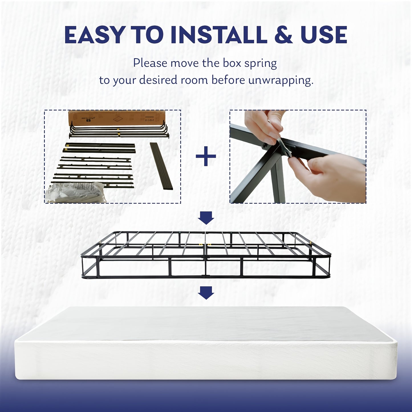 5/7.5/9 Inch Box Spring for Twin/Full/Queen/King Bed, High Profile Strong Metal Frame Foundation, Quiet Noise-Free, Easy Assembly