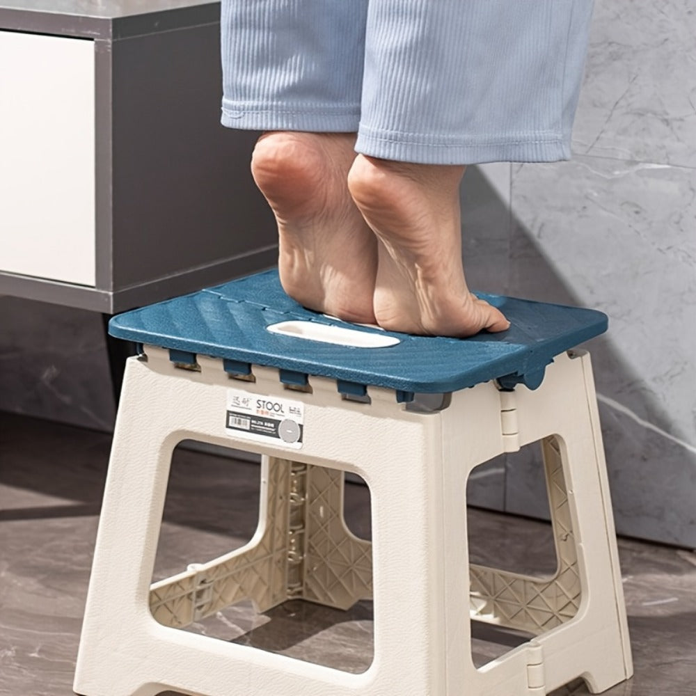 Folding Step Stool 300 LB Capacity with Handle, 9 Inch Non-Slip Foldable Foot Stool for Adults Kids Seniors, Portable Plastic Stepping Stool for Bathroom Kitchen Bedroom Outdoor Travel Camping