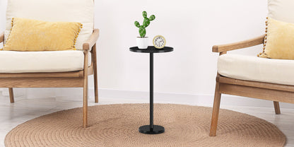Marble Base Outdoor Round Side Table – Small Pedestal Drink Table for Patio, Sofa & Chair | 12.6" Cocktail End Table, Set of 1 or 2