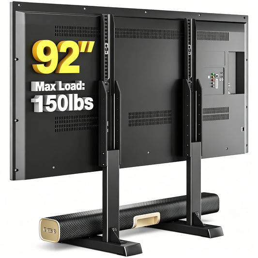 Universal TV Stand with Cable Management, Height Adjustable Legs for 37-92 Inch Flat/Curved Tvs, T