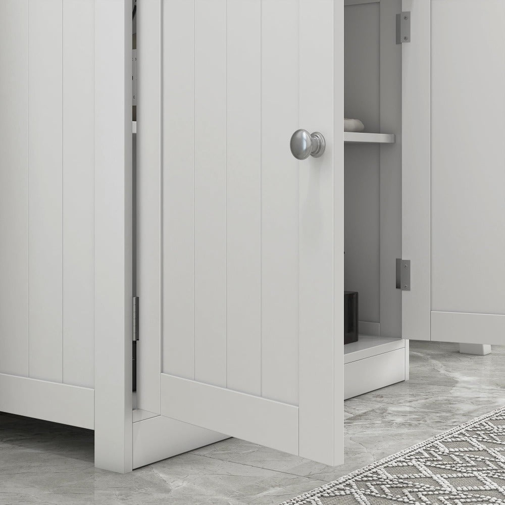 Under Sink Bathroom Cabinet with 2 Doors and Shelf White, Pedestal Sink Vanity Storage Organizer for Bathroom Toiletries & Cleaning Supplies