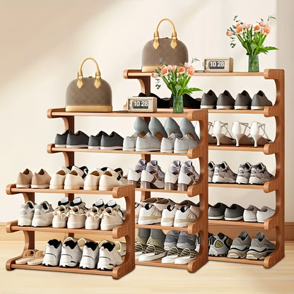 Multi-Tier Shoe Rack Designed for Dorms, Featuring a Space-Saving Structure with Independent Storage Shelves. It Has a Wood Grain End, Is Easy to Assemble, And Serves As a Self-Supporting Cube for Shoe Storage