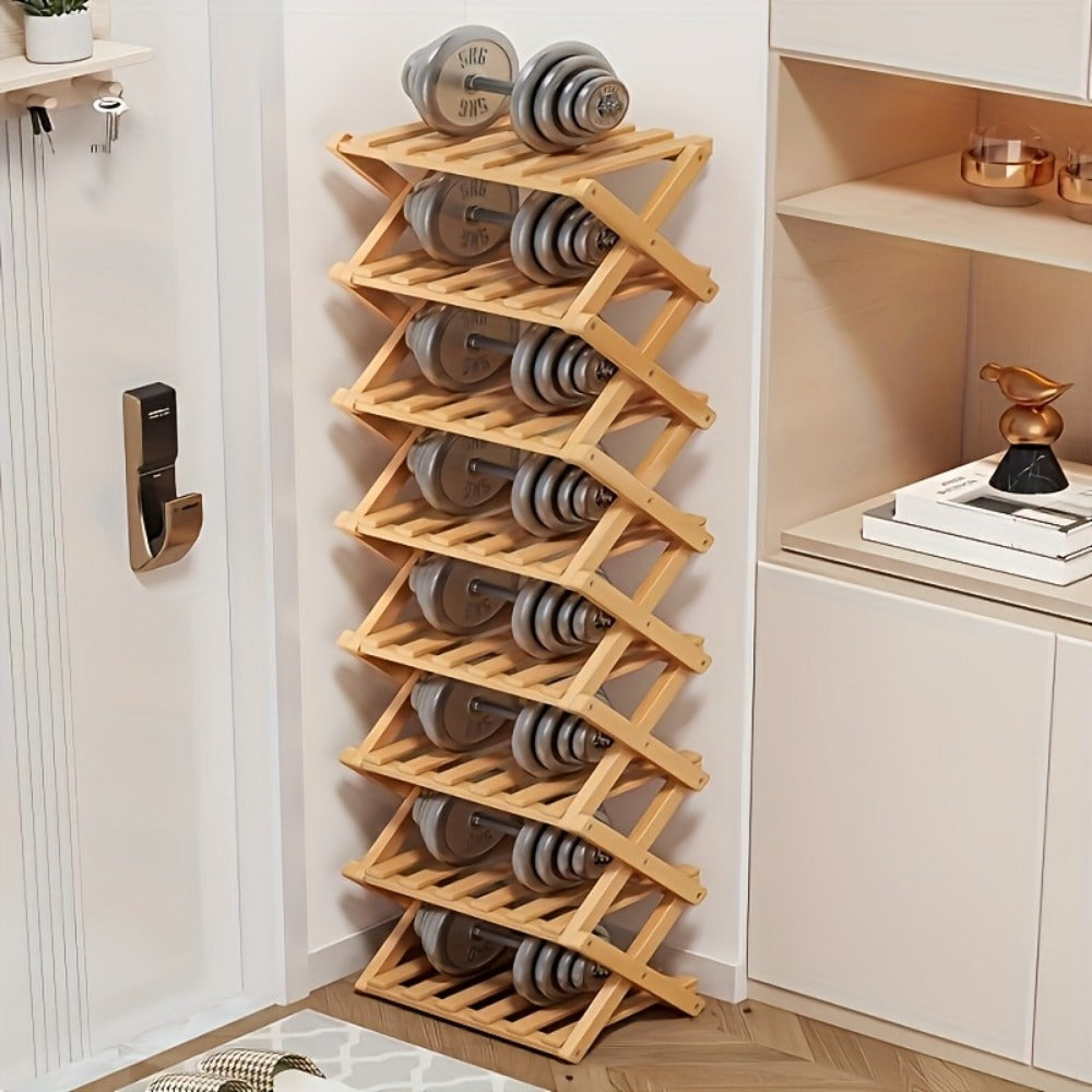Foldable Bamboo Shoe Rack – No Assembly Required, Instant Use, Space-Saving Shoe Organizer for Bedroom, Living Room, Hall & Wardrobe