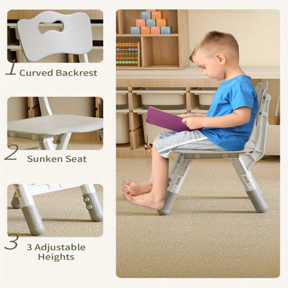 3pcs Easy-Clean Toddler Furniture Set: Height-Adjustable Table & 2 Sturdy Wooden Chairs, Perfect for Kids' Activities in Classrooms, Bedrooms, Playrooms, & Homes, Christmas Gifts