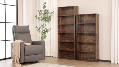 5/6-Tier Floor-Standing Bookshelf Organizer - Multi-Functional Open Shelf for Books, Decor & Cosmetics | Space-Saving Storage Unit for Home Office, Living Room & Bedroom | Modern Industrial Design
