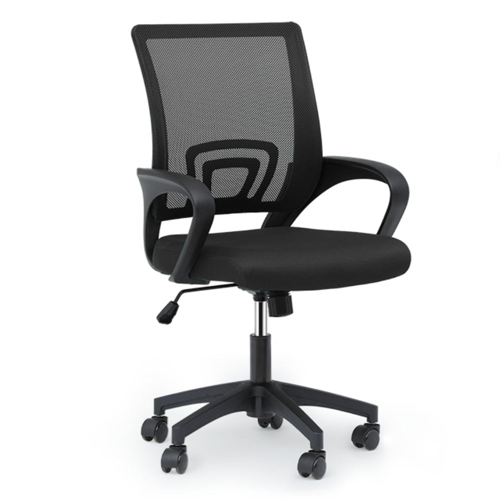 Ergonomic Office Chair | Mid-Back Swivel Desk Chair | Breathable Backrest And Lumbar Support | Adjustable Height | Sponge Seat | Rolling Wheels | Dark Blue | for Adults And Women 19.5"D X 22"W X 39"H