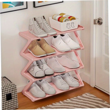 1pc Plastic Material Large-Capacity Z Design Non-Woven Shoe Rack, Easy to Install And Foldable, Strong Load-Bearing Capacity, Foyer Shoe Rack, Suitable for Shoe Storage And Finishing at The Door of The Family, Saving Space