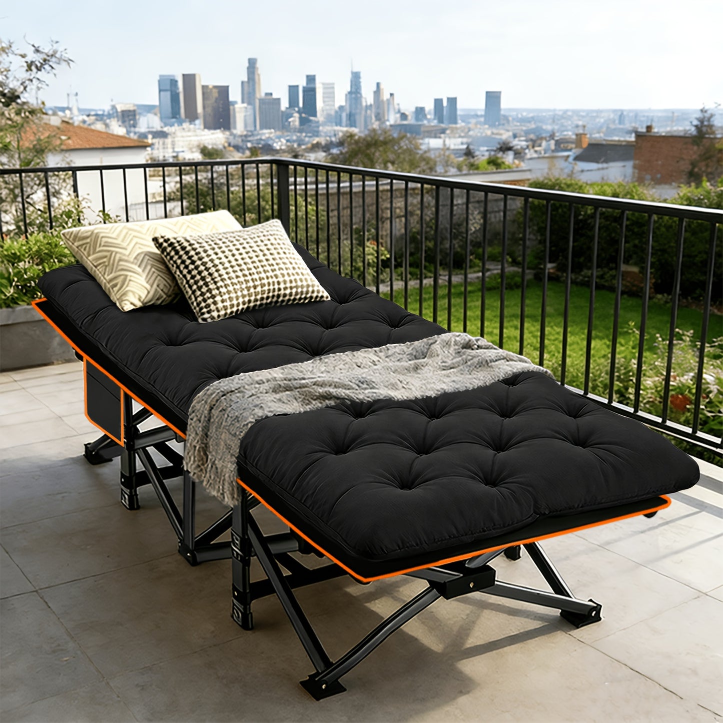 Bed Frame Sold Separately Adult Camping Bed 28in Wide Heavy Bed, Portable Folding Bed with Cushion, Pillow And Handbag, Camping Bed with Mattress, Sofa Bed, Companion Bed, Suitable for Office Nap, Beach, Yard, RV, Park. Includes100/510/710LBS