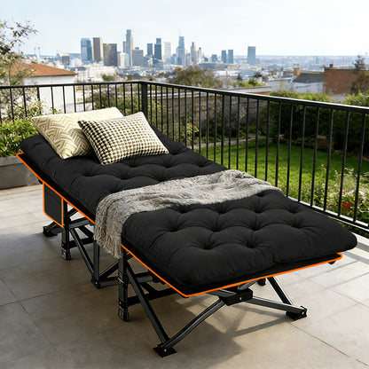Bed Frame Sold Separately Adult Camping Bed 28in Wide Heavy Bed, Portable Folding Bed with Cushion, Pillow And Handbag, Camping Bed with Mattress, Sofa Bed, Companion Bed, Suitable for Office Nap, Beach, Yard, RV, Park. Includes100/510/710LBS