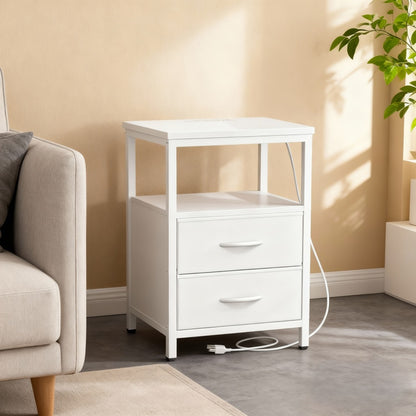 Floating Nightstand with USB & Type-C Quick Charge | 2 Adjustable Drawers, Built-In Socket, Space-Saving Bedside Table for Modern Bedroom – 1pc or 2pc Set, 4 Colors