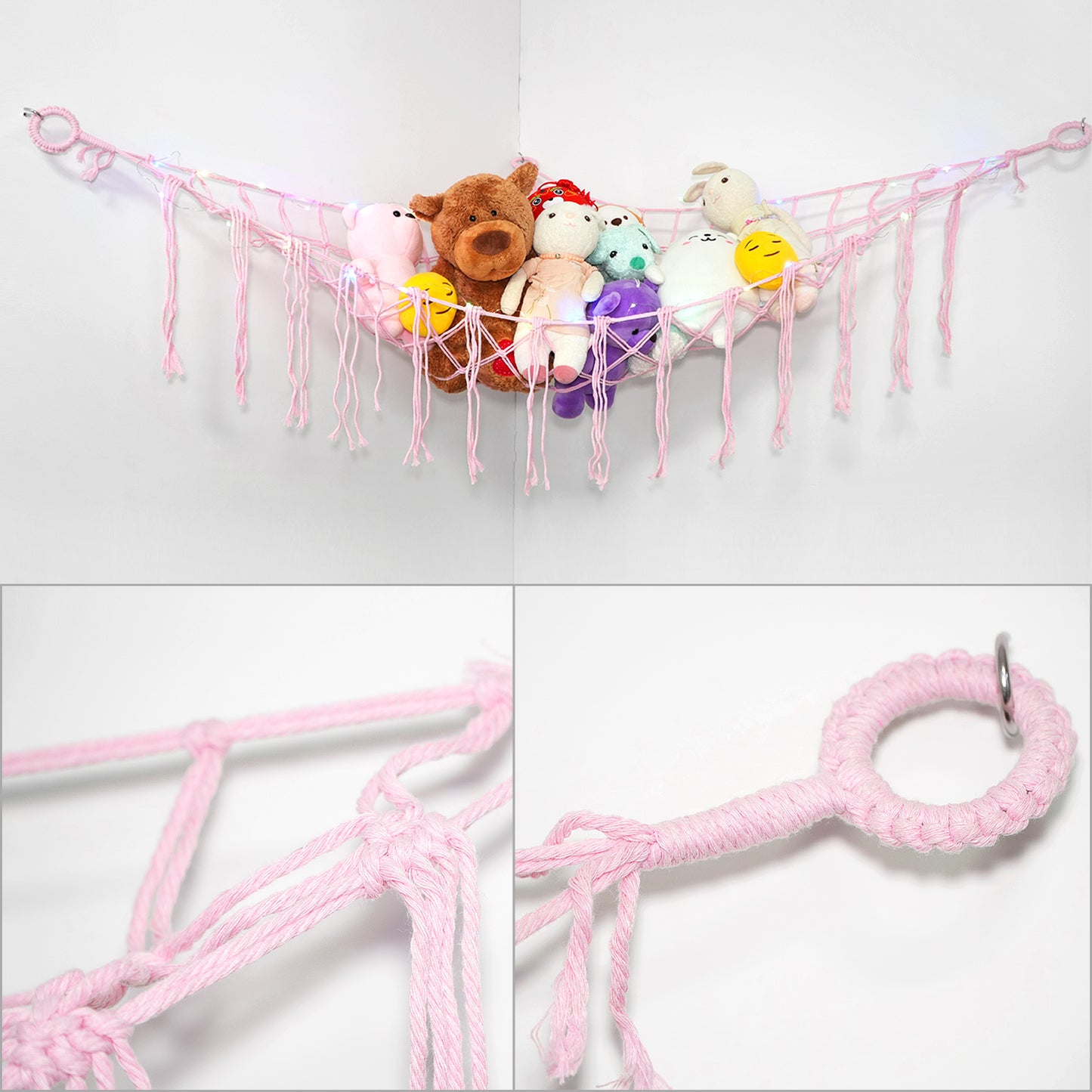 A Plush Toy Storage Hammock With Built-In Lighting, Ideal For Storing Unused Plush Toys And Indoor Items, As Well As Small Accessories For Halloween, Christmas, Easter, And Thanksgiving.