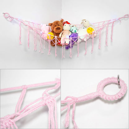 A Plush Toy Storage Hammock With Built-In Lighting, Ideal For Storing Unused Plush Toys And Indoor Items, As Well As Small Accessories For Halloween, Christmas, Easter, And Thanksgiving.