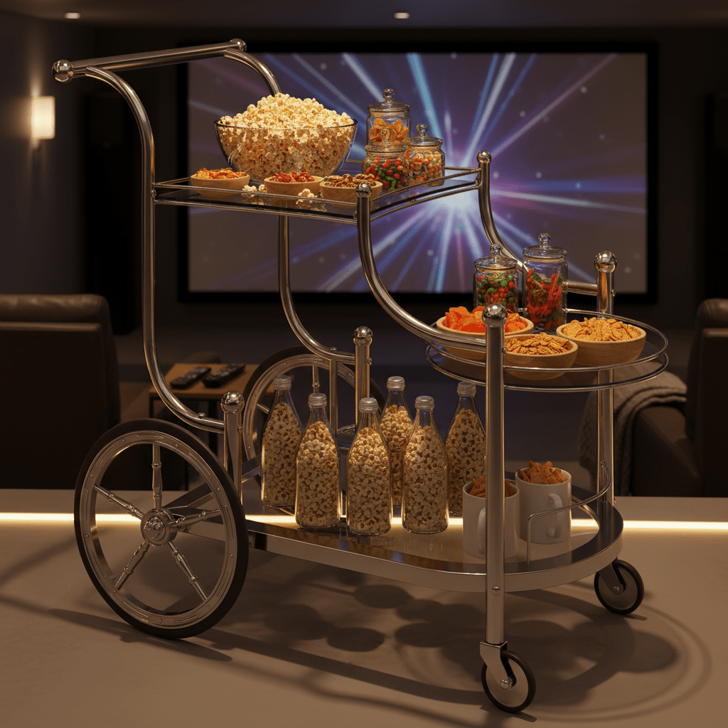 3-Tier Rolling Bar Cart, Mobile Serving Cart with Mirrored Glass Shelves & Wheels, Home Bar Beverage & Wine Cart for Dining Room, Living Room, Kitchen, Silvery, Bar Cart with Wheels, Home Entertaining, Party Serving Cart, Vintage Bar Cart
