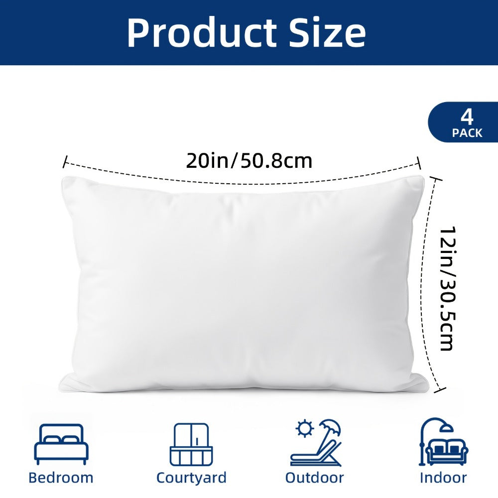 Throw Pillow Inserts 4 Pack 18x18 20x20 12x20 Inch Square Lumbar Decorative Couch Pillows Upgraded Waterproof Soft Touch for Sofa Bed Living Room Patio Garden White