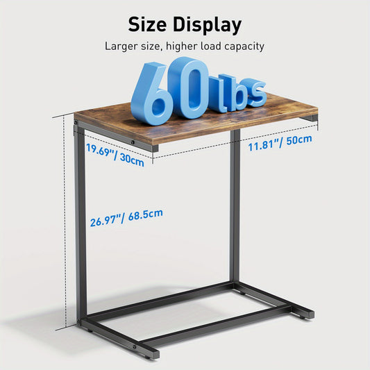 C-Shaped Sofa Side Table, End Table 60 Lbs Weight Capacity, Sturdy Metal Frame, Office Side Table, Suitable for Living Rooms, Bedrooms, Sofas, And Offices.