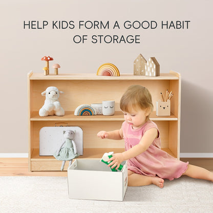 Wood Shelf And Storage, 35.4" L, Wood Bookshelf And Organizers, 2-Tier Storage Cabinet Shelves And Kids Bookcase For Classroom, Kindergarten, Kids Room, Playroom.