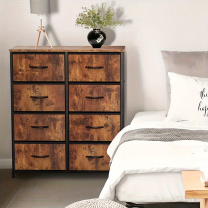 1 Or 2pcs 8-drawer Dresser with Metal Frame, High Feet, Can Be Mounted On The Floor Or Fixed to The Wall, Save Space, Quick Storage, Suitable for Indoor Use, Bedroom Storage