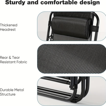 [Outdoor Camping Chair] 1/2Pack Zero Gravity Lounge Chairs For Outdoor Patio And Poolside With Pillows And Cup Holders - Foldable, Space-Saving, Easy To Carry, Outdoor Camping Chair, Suitable For Beach, Grass, Wild Camping