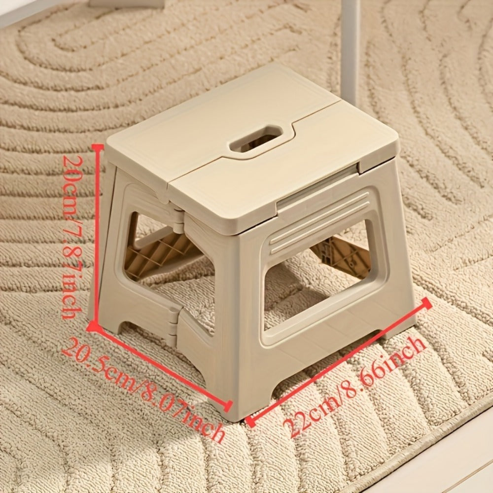 Folding Step Stool Non-Slip Portable Footstool | Adjustable Height, Durable Plastic, Lightweight Shoe Bench for Kitchen, Bathroom, Bedroom, Home Use | Easy to Store, Modern Style