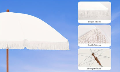 Patio Umbrella with UPF 50+ Protection, 8 Ribs, Push Button Tilt - Versatile Outdoor Shade for Garden, Courtyard, And Beach