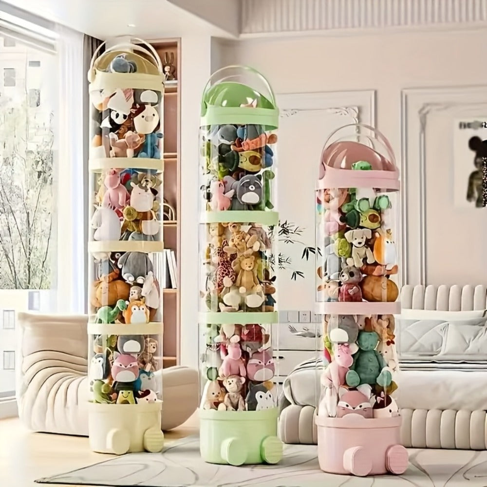 4-layer Transparent Large-capacity Plastic Storage Bucket, A Lovely Home for Plush Zoo.Stylish And Clear Design Keeps All Animal Tidy.Perfect for Decorating Dollhouses, Bedrooms And Living Rooms.An Ideal Gift for Mother's Day.
