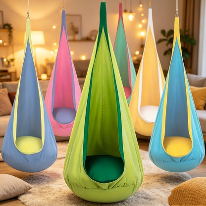 1-Pack of Indoor/Outdoor Hanging Hammock Chair Includes Inflatable Pillow And Cylinder, Storage Bag, Maximum Load Capacity of 264 Pounds, Includes Straps And Screws, Woven Nylon Fabric, No Batteries