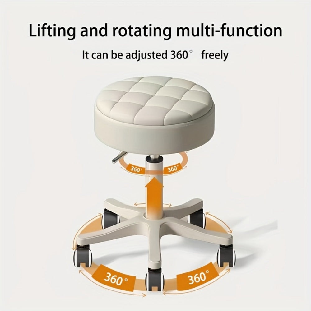 Salon Stool Chair with Super Soft Cushion, 360° Swivel & Height Adjustable – Upgraded Rolling Stool for Salon, Spa, Tattoo, Medical & Home Office, White, Gray, Black
