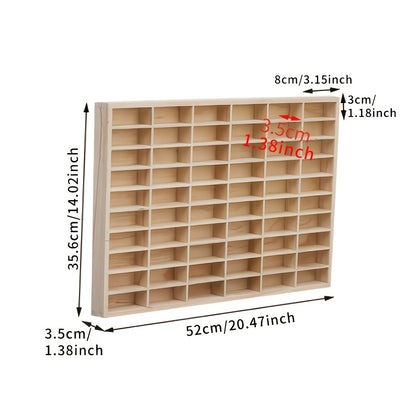 1:64 Solid Wood Collectible Storage Box (60/80 Compartments), Display Cabinet, Wooden Storage Box, Model Display Stand (Lidless, Includes Hooks And Additions)