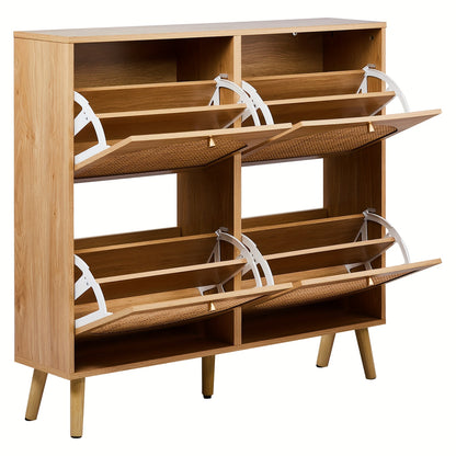 Shoe Storage Cabinet, with 2/4 Flip Drawers, Space-Saving Hidden Organizer with Detachable Shelves, Compact Design, Freestanding Entryway Hallway Furniture for Porch/Living Room Closet, Perfect for Gift