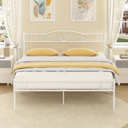 VECELO Metal Bed Frame with Head And Foot Boards, Steel Slats Mattress Support, No Box Spring Required, Available in Twin, Full, And Queen Sizes