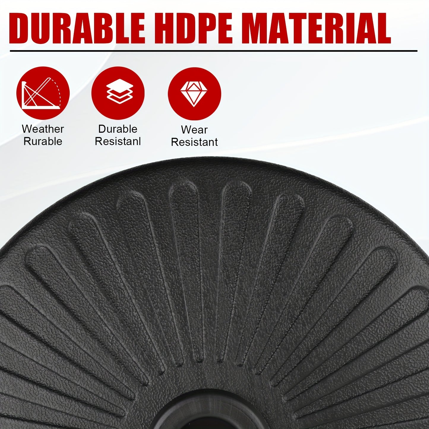 Outdoor Padded Umbrella Base, Round Plastic Umbrella Base, Lawn, Patio Outdoor Heavy Duty Umbrella Stand With 2 Adjustable Knobs, 3 Lined Rings, Black