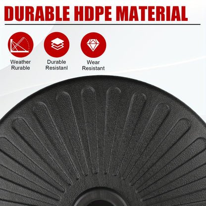 Outdoor Padded Umbrella Base, Round Plastic Umbrella Base, Lawn, Patio Outdoor Heavy Duty Umbrella Stand With 2 Adjustable Knobs, 3 Lined Rings, Black