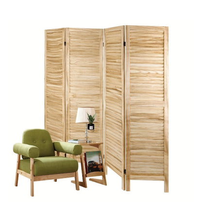4-Panel White Room Divider with Shelves – Folding Privacy Screen & Portable Room Partition | Rustic Style Wall Divider for Bedroom, Living Room & Home Office