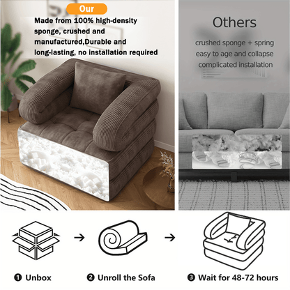 Multi-functional Convertible Sofa Bed—No Assembly Required, High-density Sponge, Soft and Skin-friendly Fabric | Suitable for Small Spaces, Bedrooms, Apartments, RVs as a Multi-position Sofa, Movie Sofa, Lazy Sofa, Office Sofa, Lounger, or Leisure