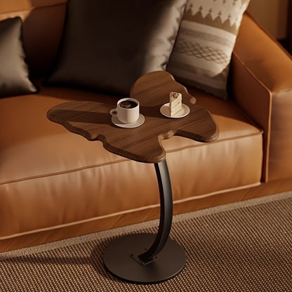 Butterfly Side Table Metal Frame Vintage Accent End Table for Living Room Bedroom Sofa Couch Corner Decorative Sculptural Tea Table Walnut Finish