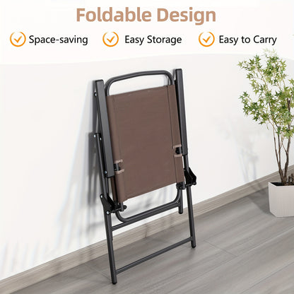 [6pcs Folding Patio Set] JY QAQA 6pcs Folding Patio Dining Set, All-Weather Small Metal Outdoor Table And Chair Set, Garden Patio Furniture Set W/Umbrella, Glass Table And 4 Folding Chairs for Lawn, Deck, Backyard