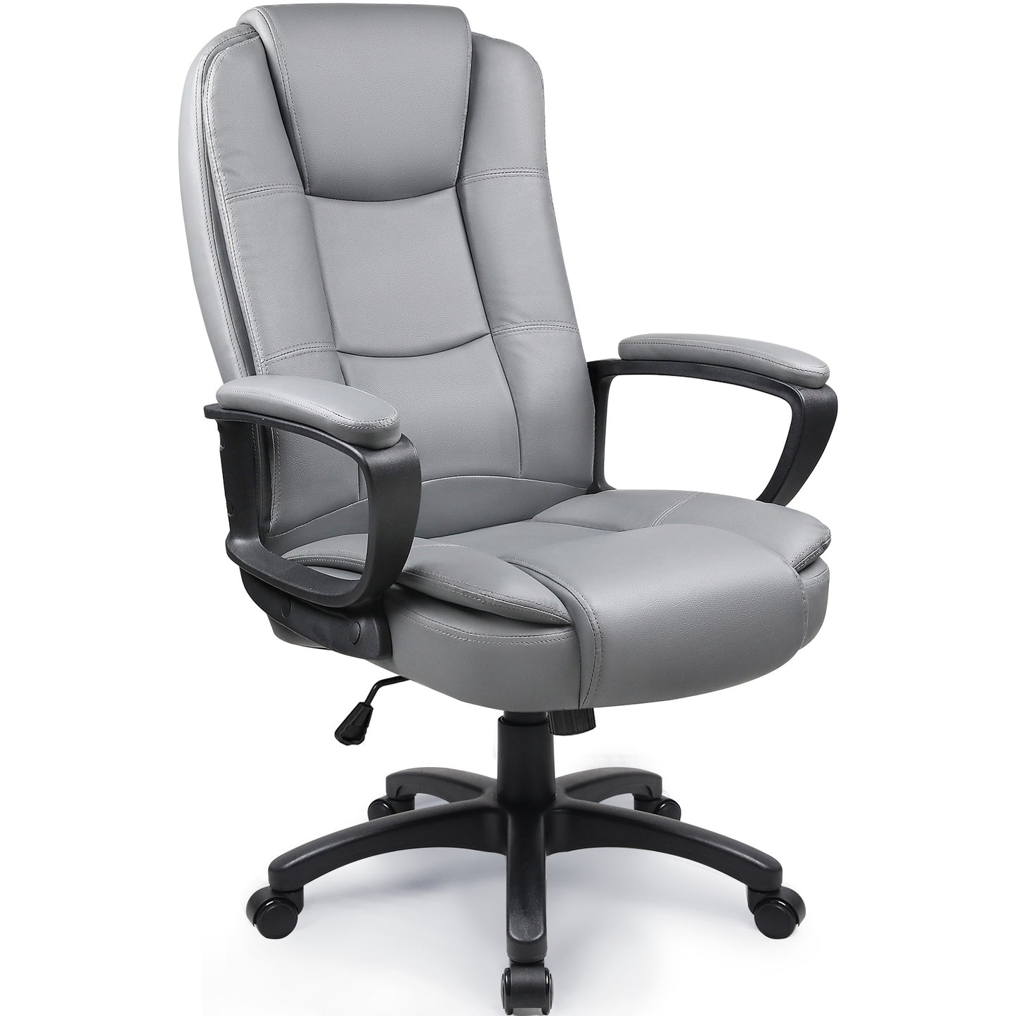 Big & Tall Executive Office Chair 400 lbs – Ergonomic PU Leather High Back Chair with Adjustable Armrests & Lumbar Support, Long Sitting Comfort, Home Office & Computer Desk, Brown Grey White