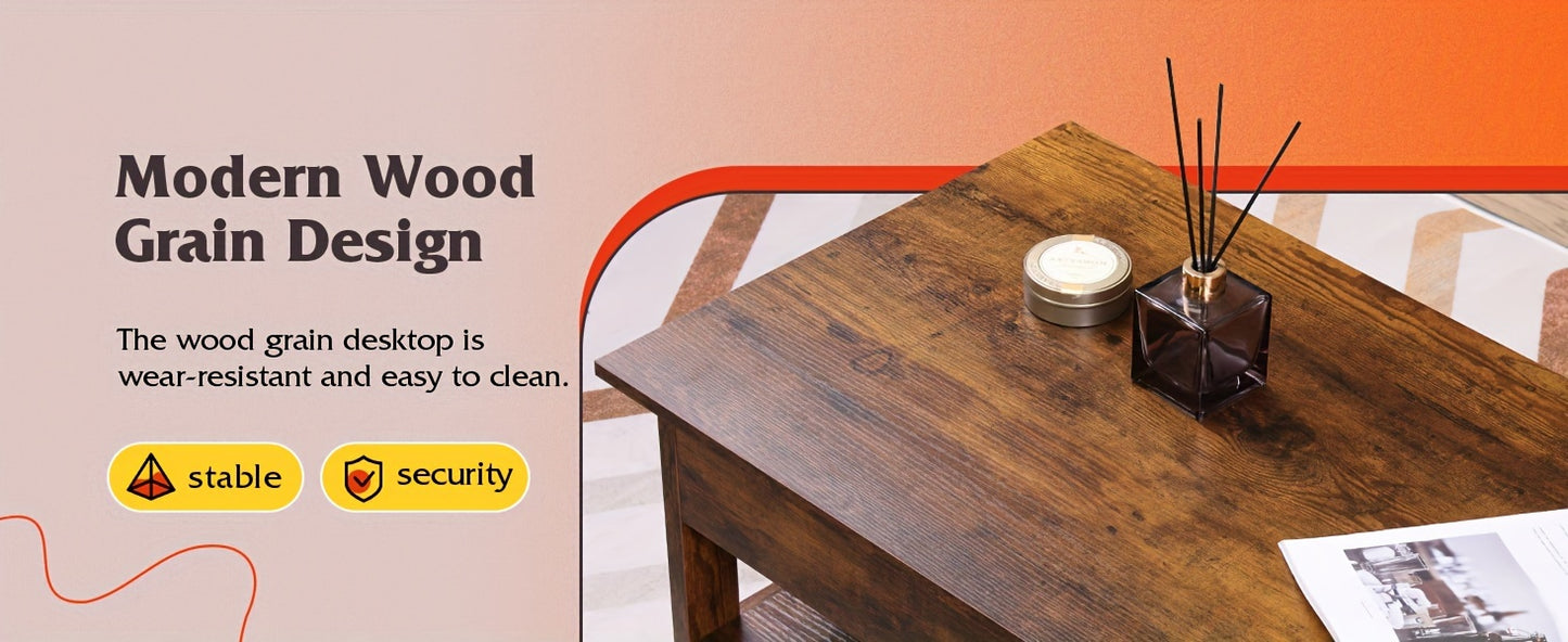 Adjustable Lift Top Coffee Table with Storage Drawers & Hidden Compartment - Modern Lift-Top Mechanism, Lift-Top Table Suitable for Living Room, Reception Room, Assembly Required, Wood/HDF, Space-Saving