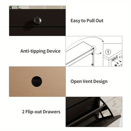 Shoe Cabinet with 3 Flip Drawers & Adjustable Shelf, Narrow Shoe Storage Cabinet for Entryway, Freestanding Hidden Shoe Organizer