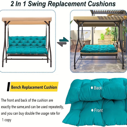 Replacement Outdoor Swing Cushions, Waterproof Cushions for 2-3 Person Swings, Washable Cushions for Outdoor Patio And Porch Furniture