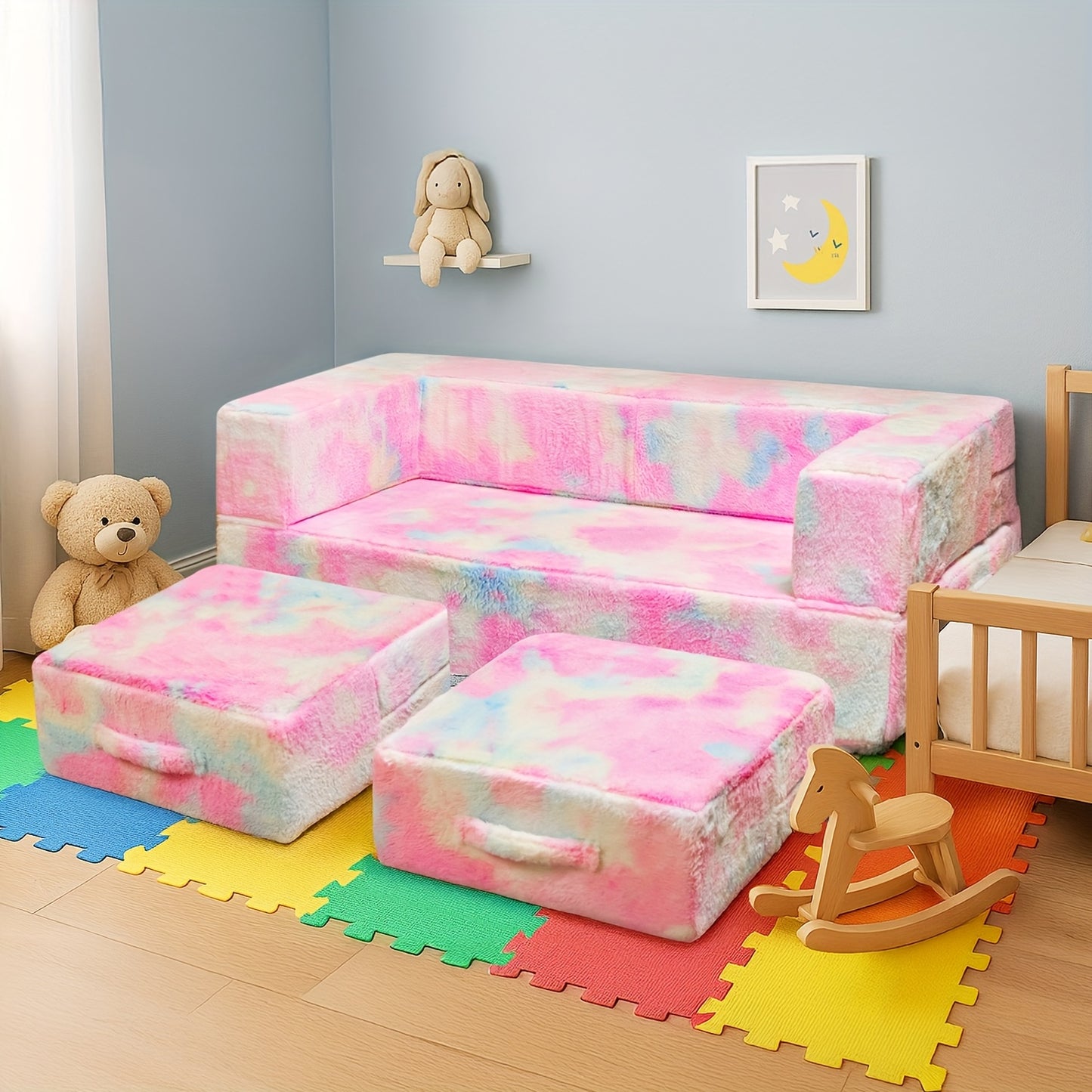 Sofabed Set, Luminous Folding Sofa Bed, Multifunctional Folding Sofa Cushion Suitable For Game Room, Bedroom.