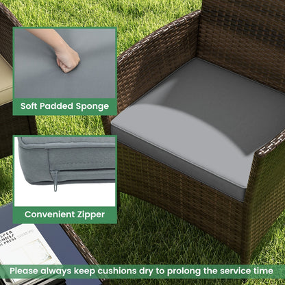 [Patio Furniture Set] 4pcs/8pcs Patio Furniture Set W/Washable Cushions And Tempered Glass Coffee Table