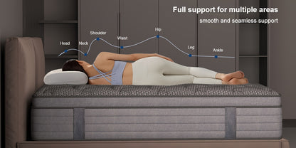 [Hybrid Mattress] 10in/12in/14in Hybrid Mattress, Twin Full Queen King, Gel Memory Foam Pocket Spring Mattress, Medium Firm With Lumbar Support, Ultra Quiet Motion Isolation, Fiberglass Free & Deep Sleep Support, Mattress In A Box For Home & Hotel All Age