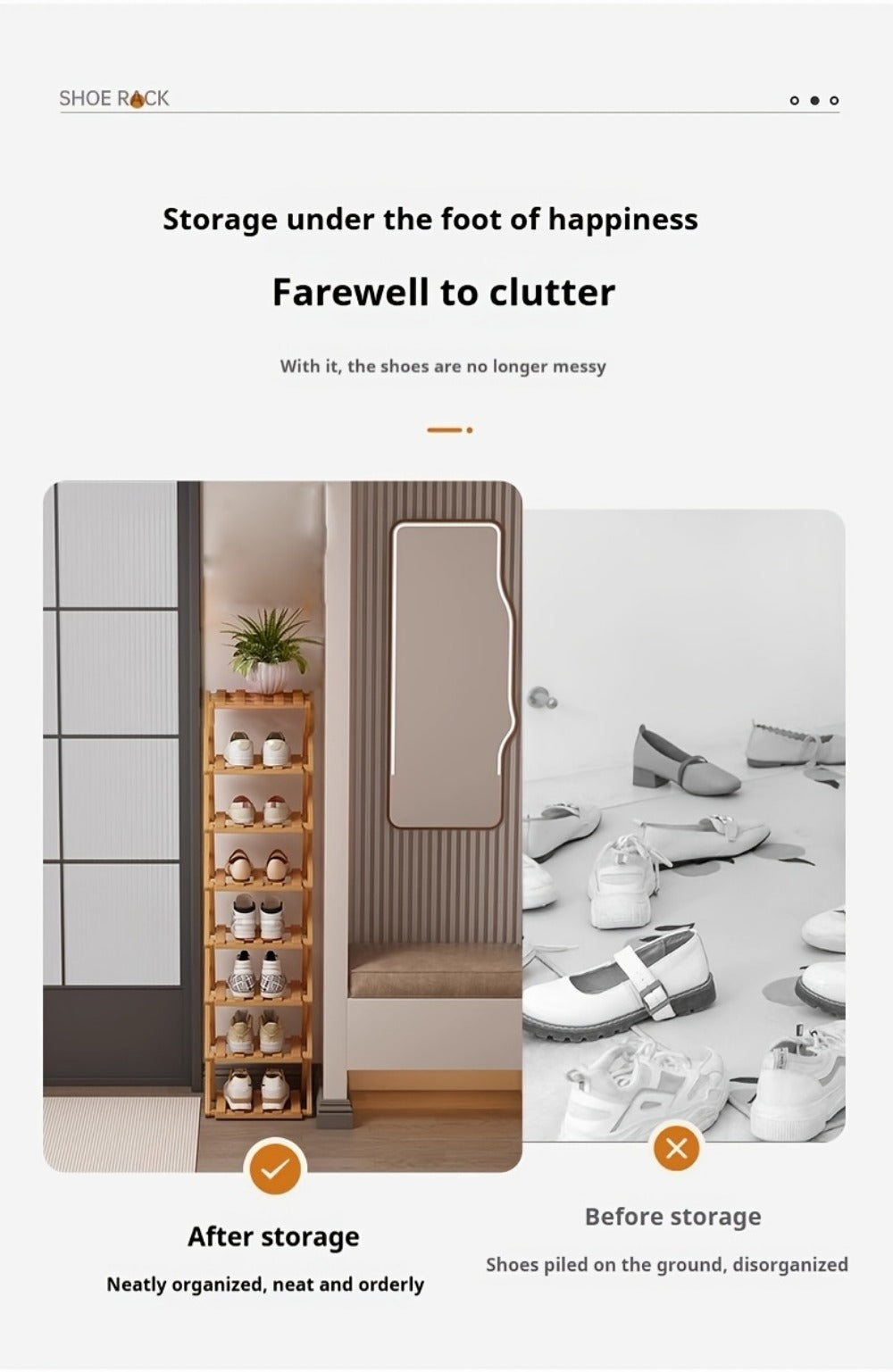 Bamboo Shoe Rack Foldable 2/6/7 Tier Entryway Organizer 20-Second Setup, Space-Saving Eco-Friendly Shoe Shelf for Hallway Closet Bedroom, Natural Charcoal No Tools Required