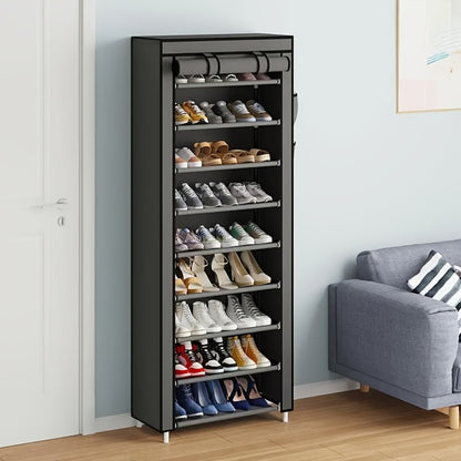 Large Shoe Rack Organizer 27-35 Pairs Multi-Layer Storage with Non-Woven Cover & Metal Frame, Space-Saving Shoe Cabinet for Entryway Bedroom Living Room Closet, Gray 5 Layers