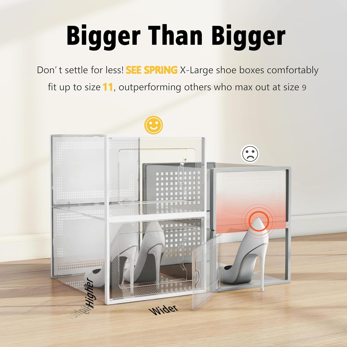 6/10/12/24 Pack Shoe Storage Box, Clear Plastic Stackable Shoe Organizer for Closet, Space Saving Foldable Shoe Rack Sneaker Container Bin Holder