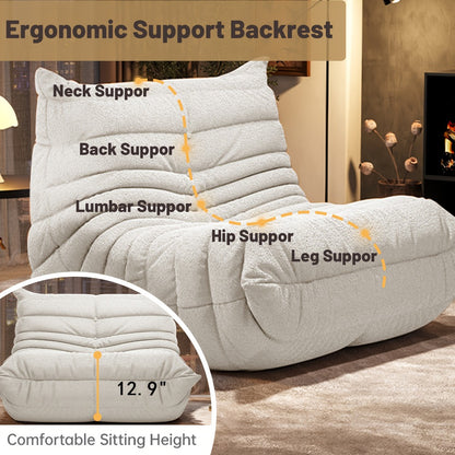 Floor Sofa Chair with Ergonomic Back Support, Modular Lazy Sofa for Living Room Bedroom Office, Button Tufted Low Profile Couch in Single 2-Seater 3-Seater, 20 Colors No Assembly Required