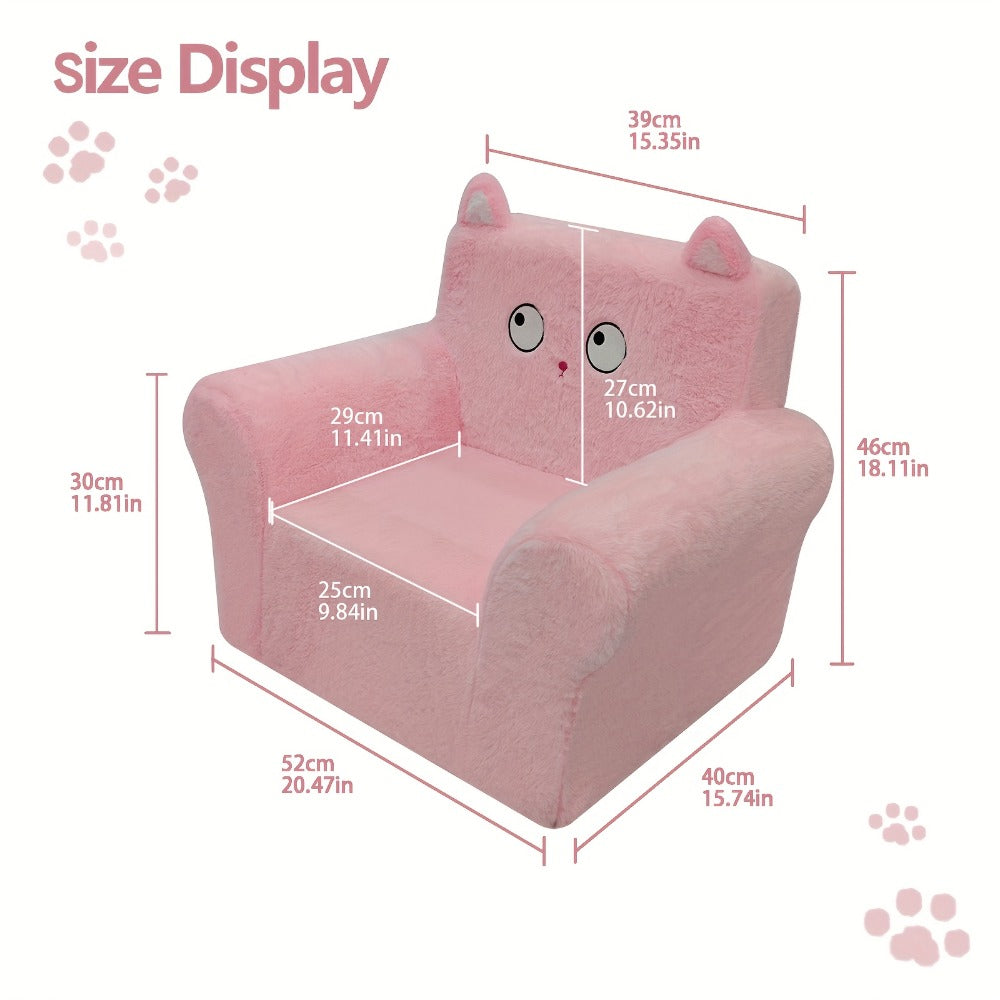 Kids Sofa/Teens - Ultra-Soft Teddy Bear Fleece & Machine-Washable Cover | 19.2"x13"x19.7"Ergonomic Support Chair, 5.6lbs Lightweight | Breathable Skin-Friendly Lounger For Game Room/Playroom (Cozy Beige)