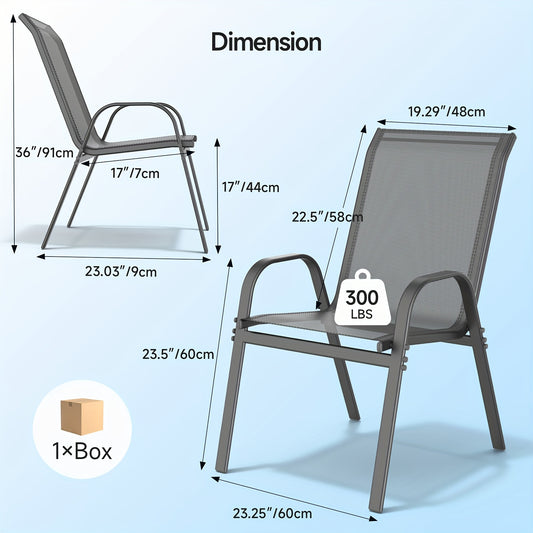 2/4/6pcs Outdoor Chairs Set, Comfortable All-Season Textilene Metal Outdoor Chairs Set, Quickly Install Patio Dining Chairs with Widen Seat And High Back, Outdoor Table Chairs with Sturdy Metal Frame for Deck, Pool, Father's Day Gifts