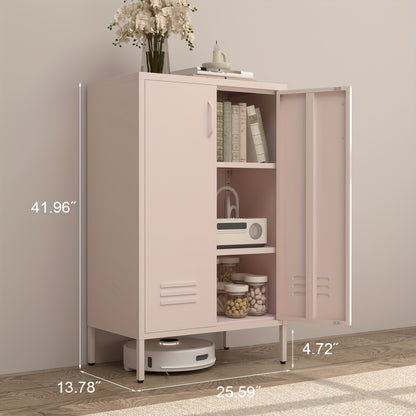 Metal Locker Storage Cabinet, Black Accent, Pantry Cabinet with Doors, Locker for Living Room, Kitchen, Office